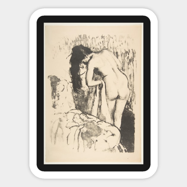 Nude Woman Standing, Drying Herself Sticker by EdgarDegas